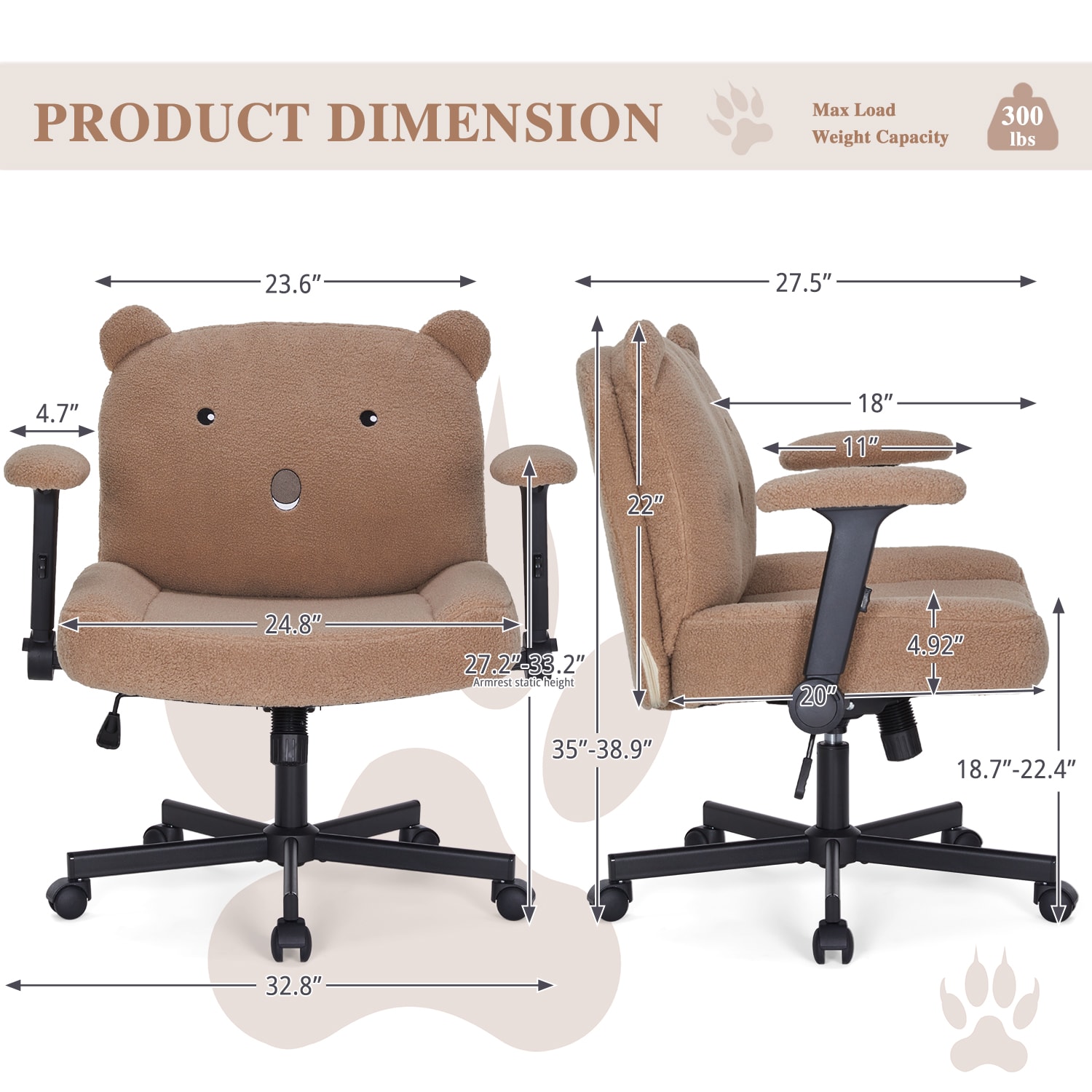 Sunchen Criss Cross Chair With Wheels And Arms, Cross Legged Office Chair With Wide Seat, Adjustable Cute Comfy Desk Chairs For Home Office, Bedroom, Vanity, Khaki_maomaolike.com